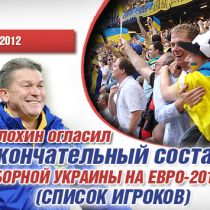 Блохин огласил окончательный состав сборной Украины на Евро-2012 (Список игроков)