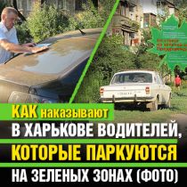 Как  наказывают в Харькове водителей, которые паркуются на зеленых зонах (ФОТО)