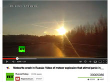 Видео с челябинским метеоритом побили все рекорды YouTube
