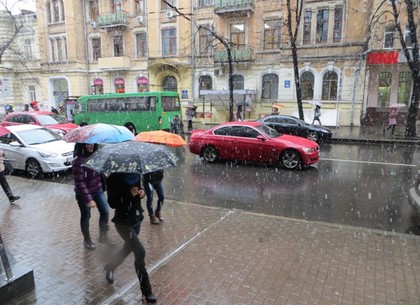 В Харькове пошел снег. Второй и мокрый (ФОТО)