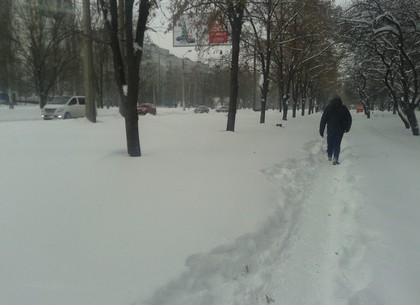 Армия харьковских дворников ликвидирует последствия снегопада