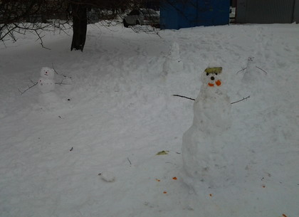 Зима вернулась в Харьков – и снеговики тоже. Так сказать, прощальный привет (ФОТО)