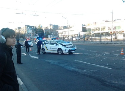 Новая полиция попала в ДТП на «Научной»: разбит служебный автомобиль (ФОТО)