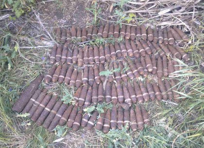 В лесополосе под Харьковом нашли склад ржавых снарядов