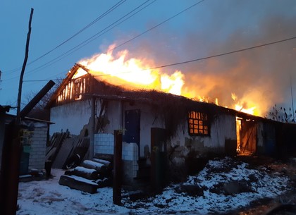 Под Золочевым дотла выгорел барак - два пожарных расчета несколько часов спасали остатки строения (ФОТО)