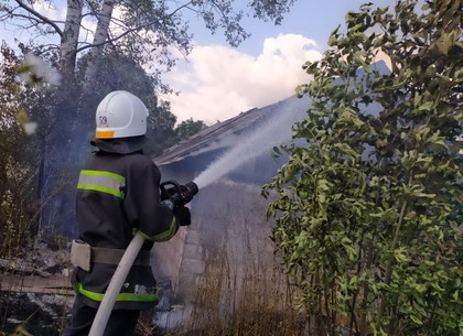 Валковский район: в результате выжигания сухой травы огнем уничтожена кровля хозяйственной постройки