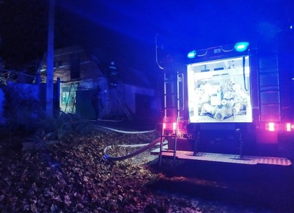 ФОТО: В полночь под Харьковом горел гараж (ГСЧС)