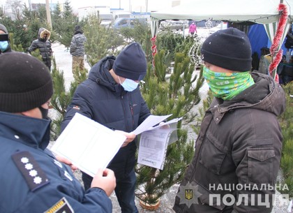 ФОТО: В Харькове полицейские с экологами и лесниками прошлись по елочным базарам