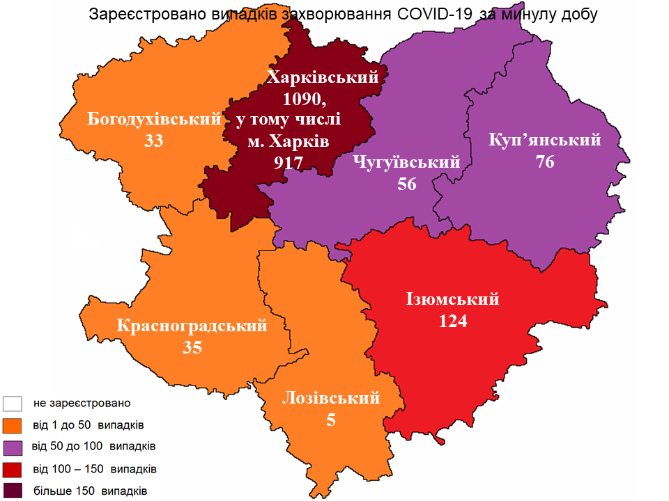 Новые случаи заражения коронавирусом лабораторно зарегистрированы в Харьковской области на 11 октября 2021 года.