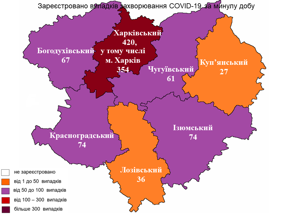 Новые случаи заражения коронавирусом лабораторно зарегистрированы в Харьковской области на 3 ноября 2021 года.
