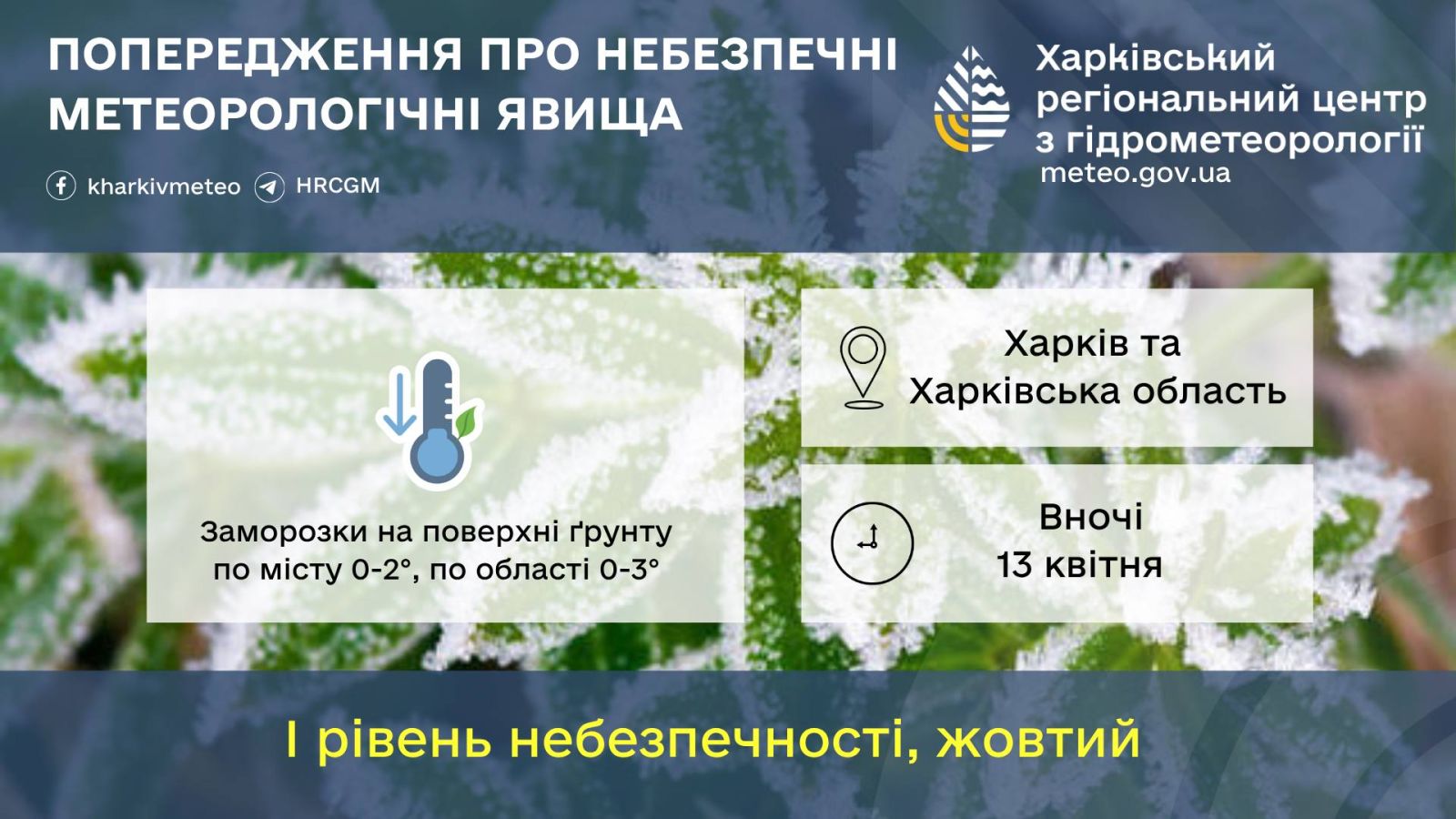 Оголошено жовтий рівень небезпеки через нічне похолодання: Новини Харкова