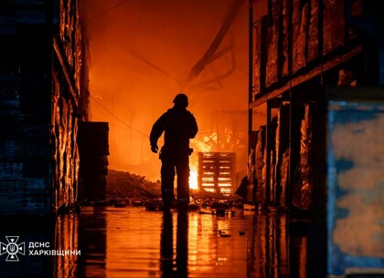 Рятувальники Харківщини показали кадри гасіння пожежі після ворожої атаки